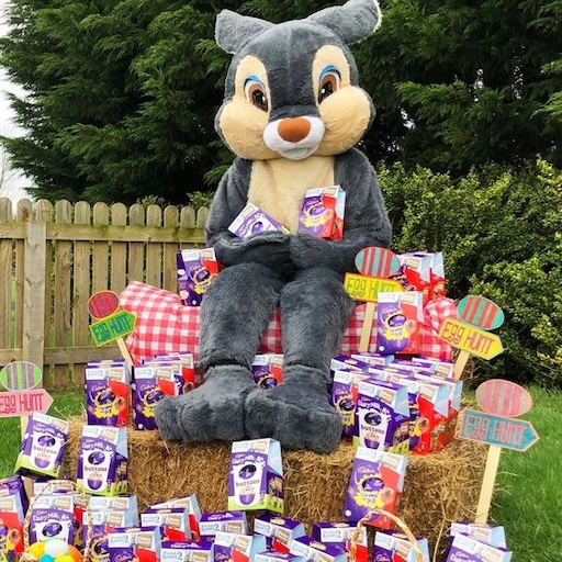 Costume character performing at a public event