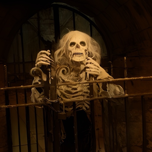 Haunted Halloween attraction with actors and special effects