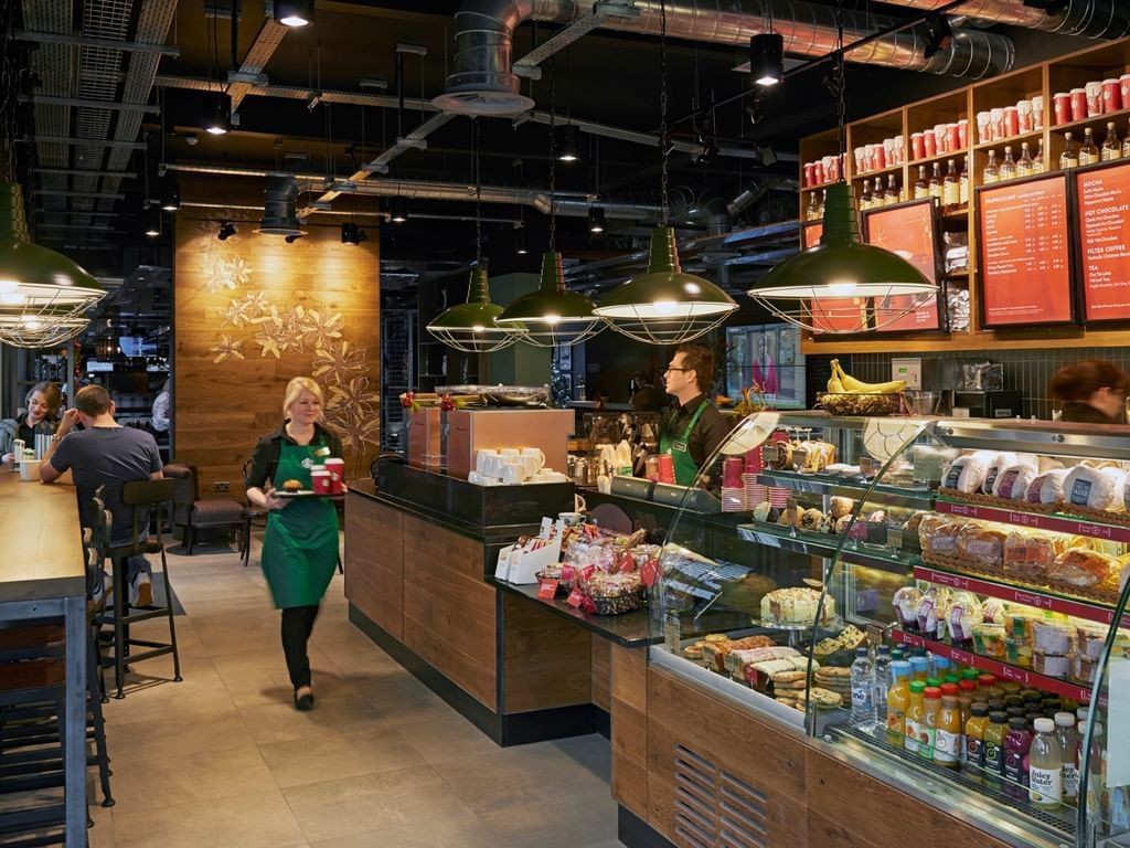 Starbucks coffee shop inside Village Hotel Aberdeen