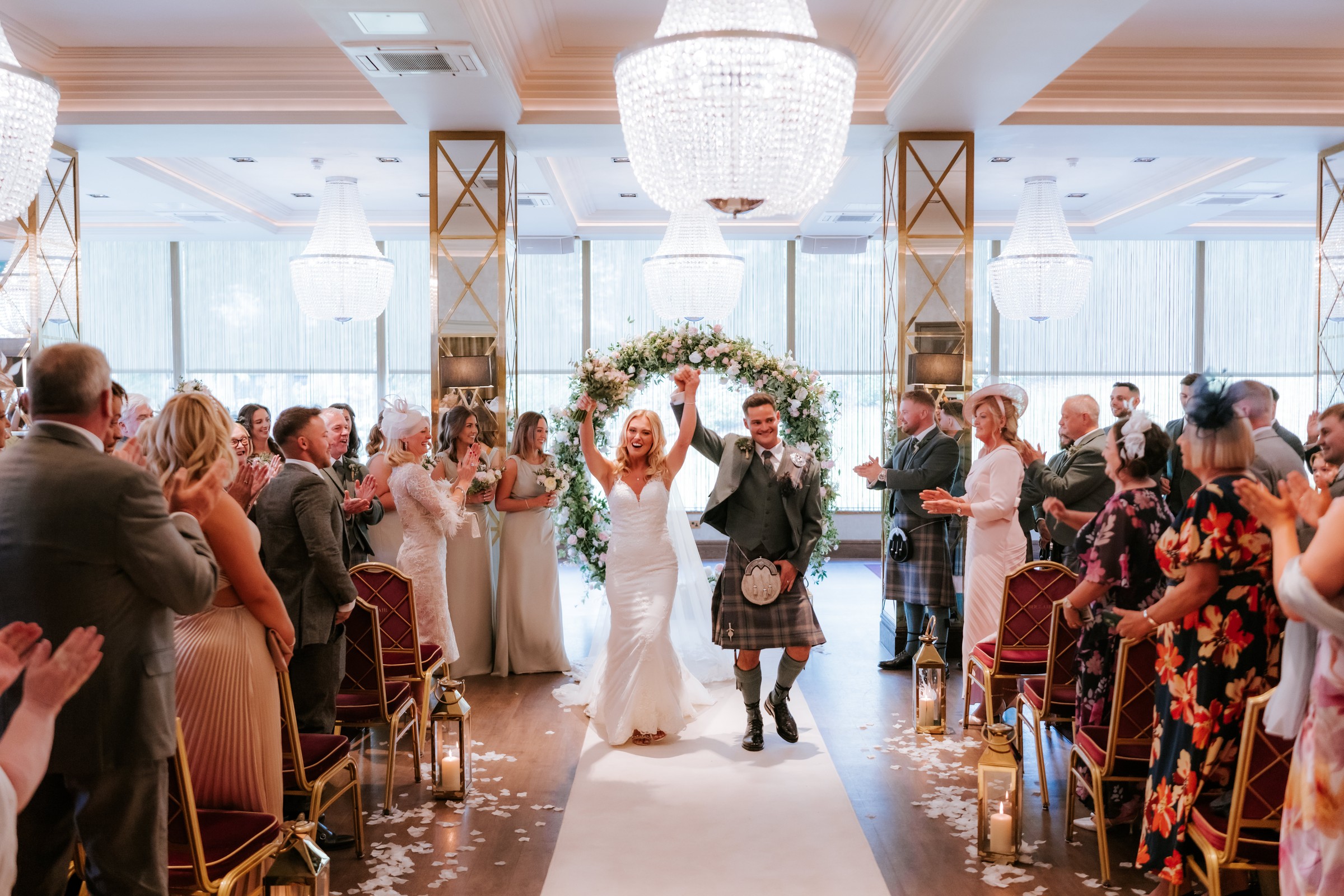 Wedding ceremony in the Grand Ballroom at Boclair House