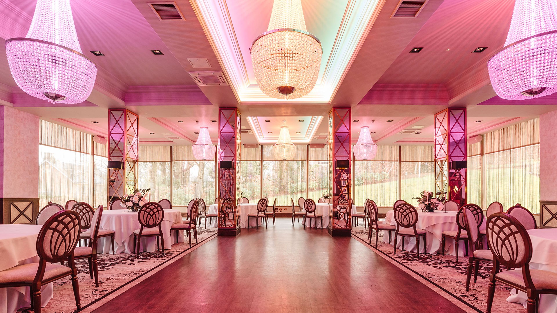 Grand Ballroom at Boclair House set for an evening reception