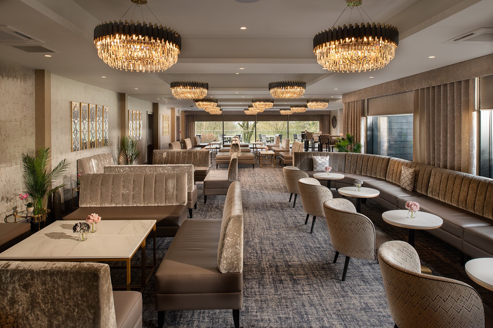 Copper Beech Restaurant interior at Hetland Hall.