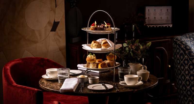 Afternoon tea served in a lounge at Meldrum House.