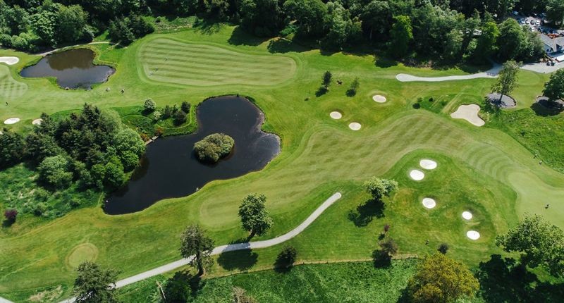 Aerial view of Meldrum House championship golf course.